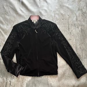 St. John Sport By Marie Gray Embossed Velour Jacket Black S